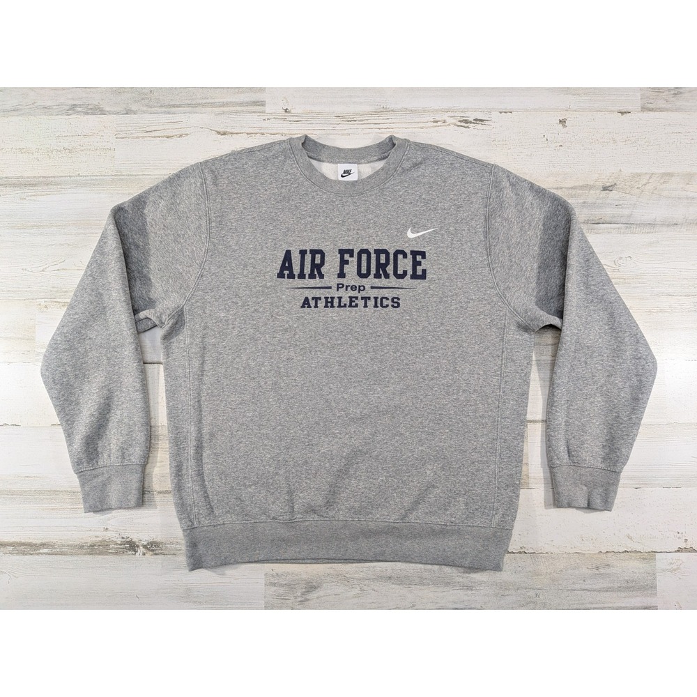 Nike Sweatshirt Mens Large Gray Air Force Prep Athletics Pullover Fleece Logo